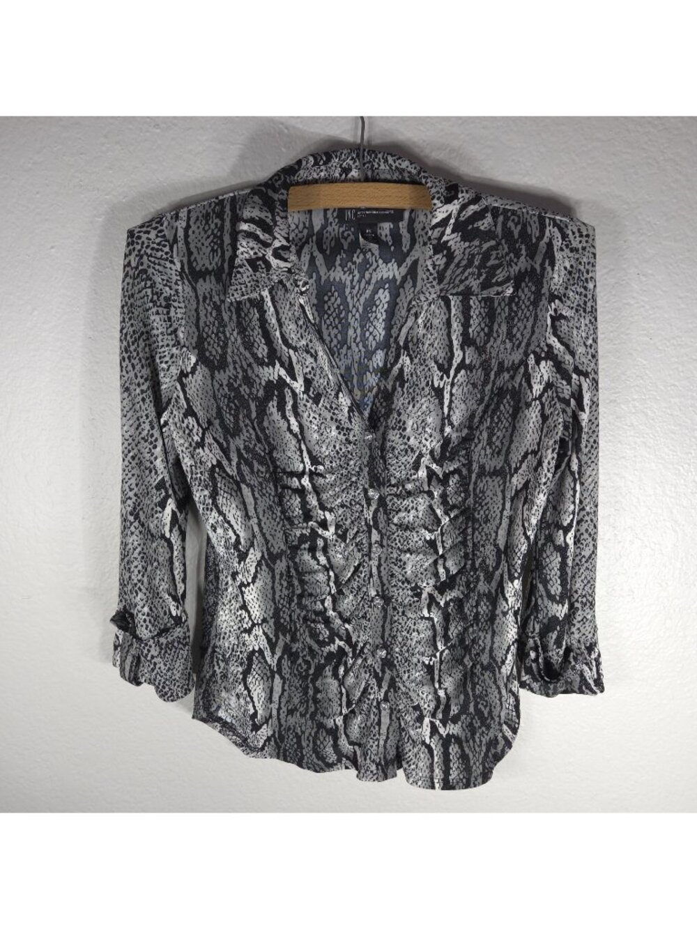 INC International Concepts Size PS Snake Skin Print Blouse Button Front Blouse